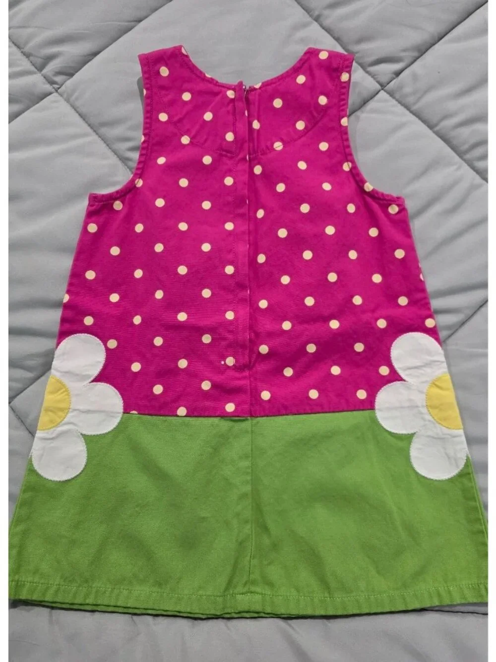 Gymboree Girls Daisy Polka Dot Dress Size 4 Pink Green Spring Easter